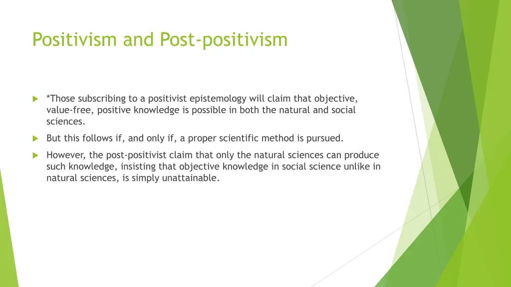 positivism and post positivism