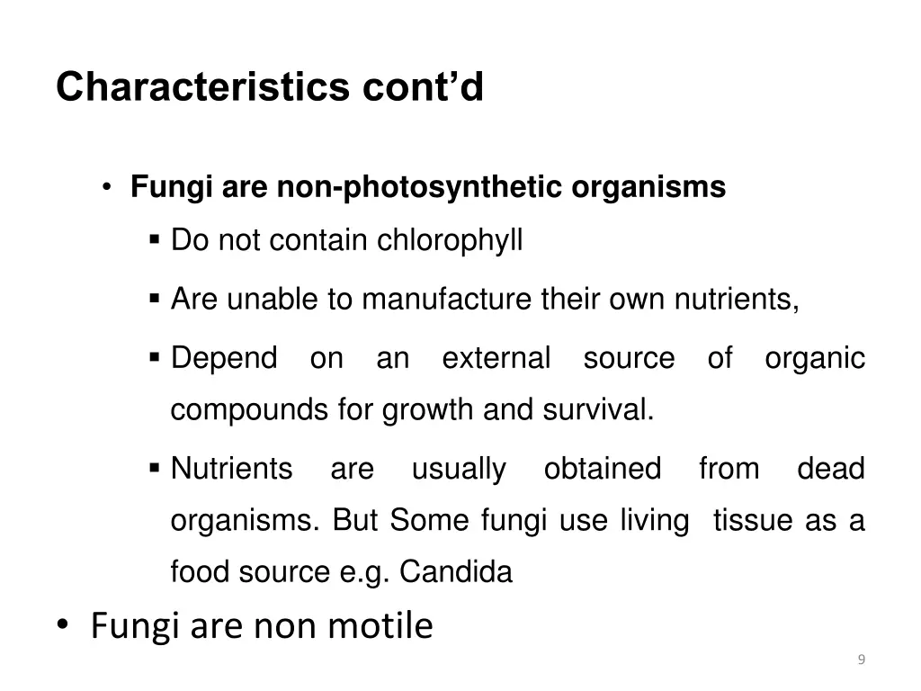 characteristics cont d