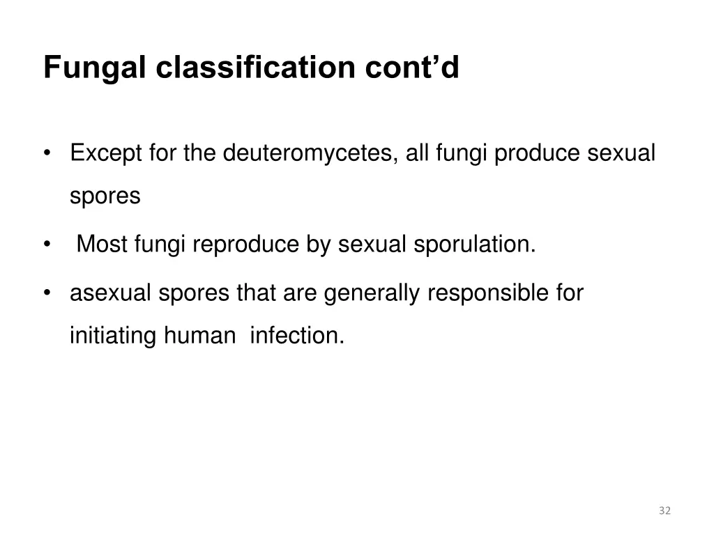 fungal classification cont d