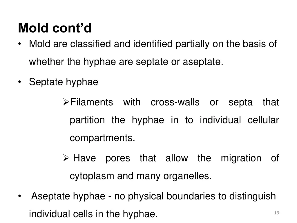 mold cont d mold are classified and identified