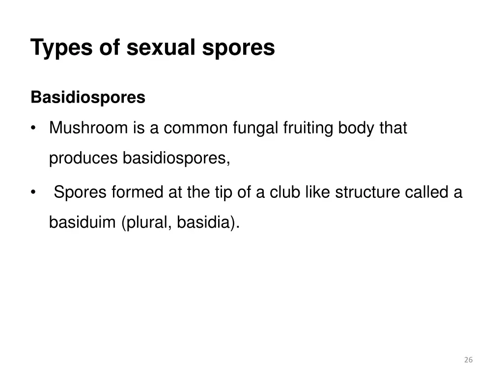 types of sexual spores