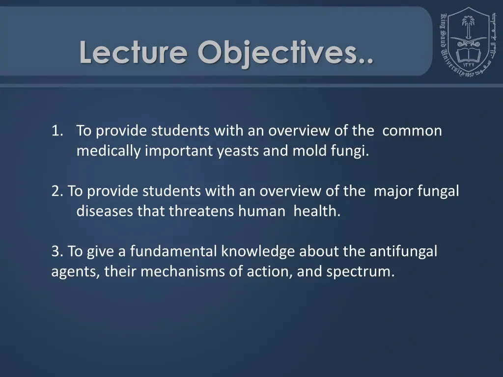 lecture objectives