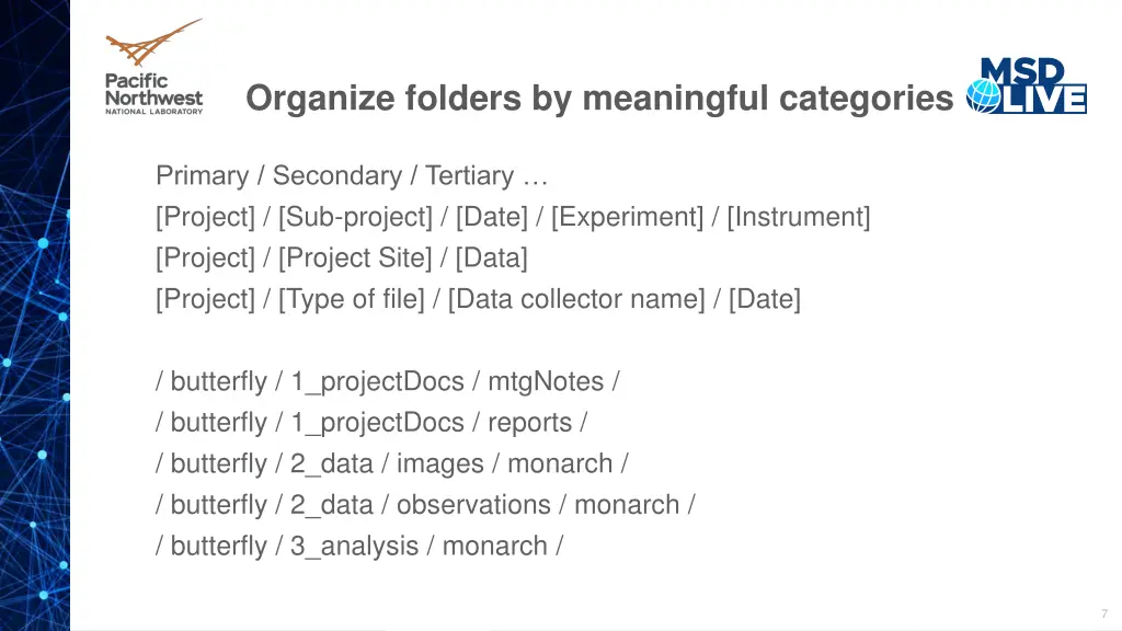 organize folders by meaningful categories