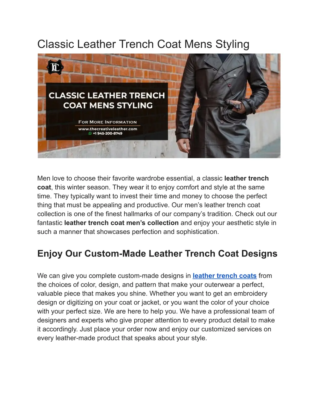 classic leather trench coat mens styling