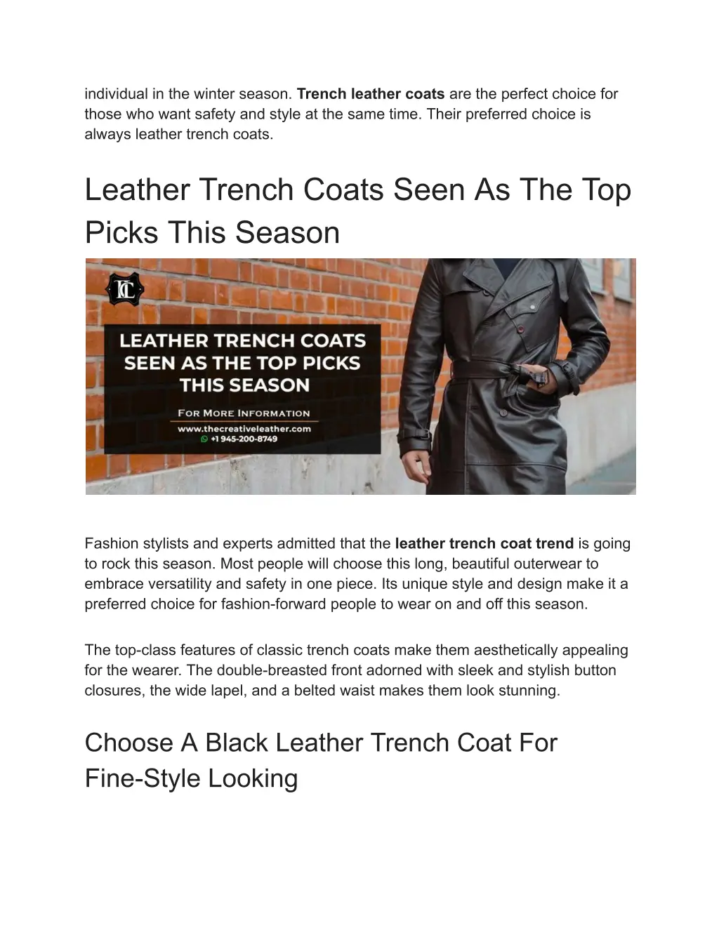 individual in the winter season trench leather