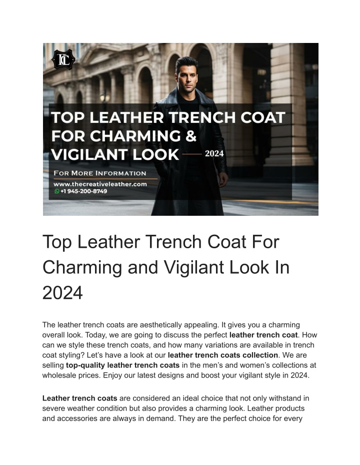 top leather trench coat for charming and vigilant