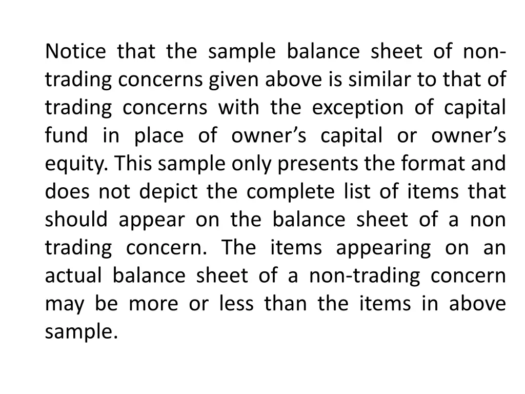 notice that the sample balance sheet