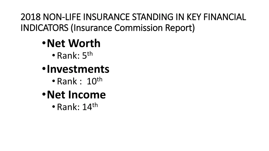 2018 non 2018 non life insurance standing