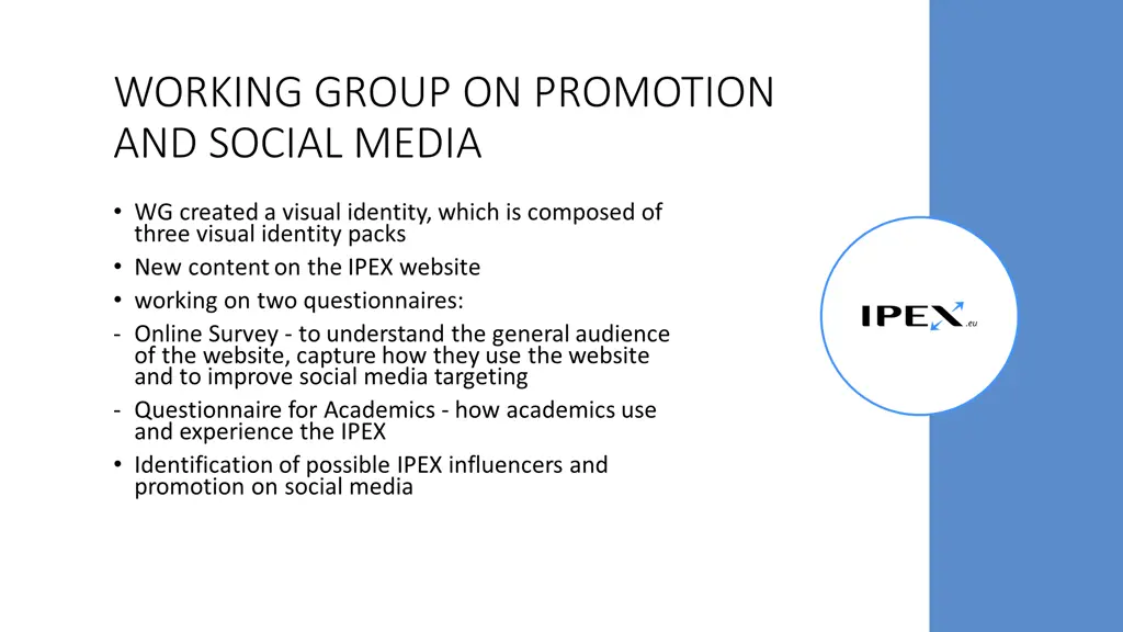 working group on promotion and social media