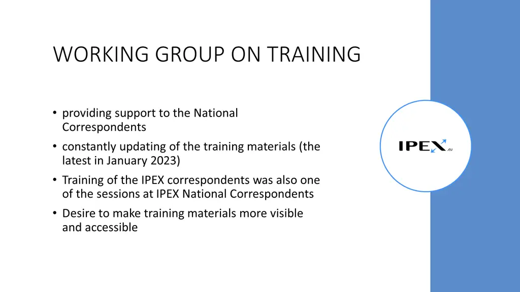 working group on training