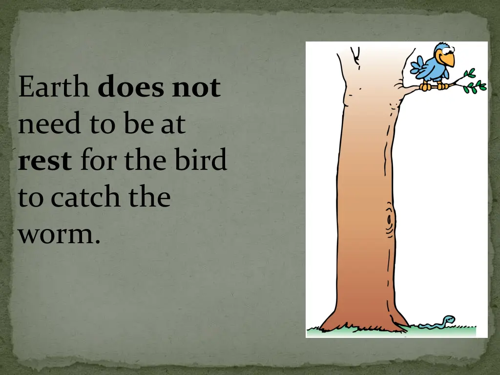 earth does not need to be at rest for the bird