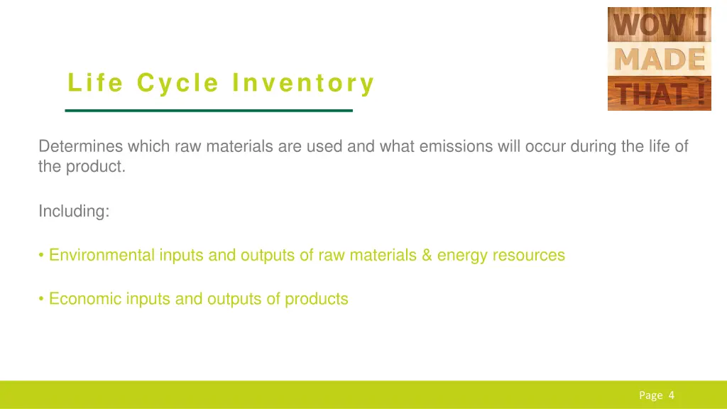 life cycle inventory