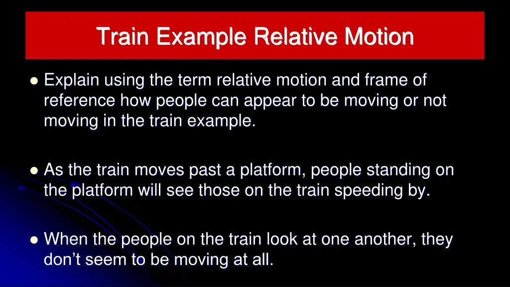 train example relative motion