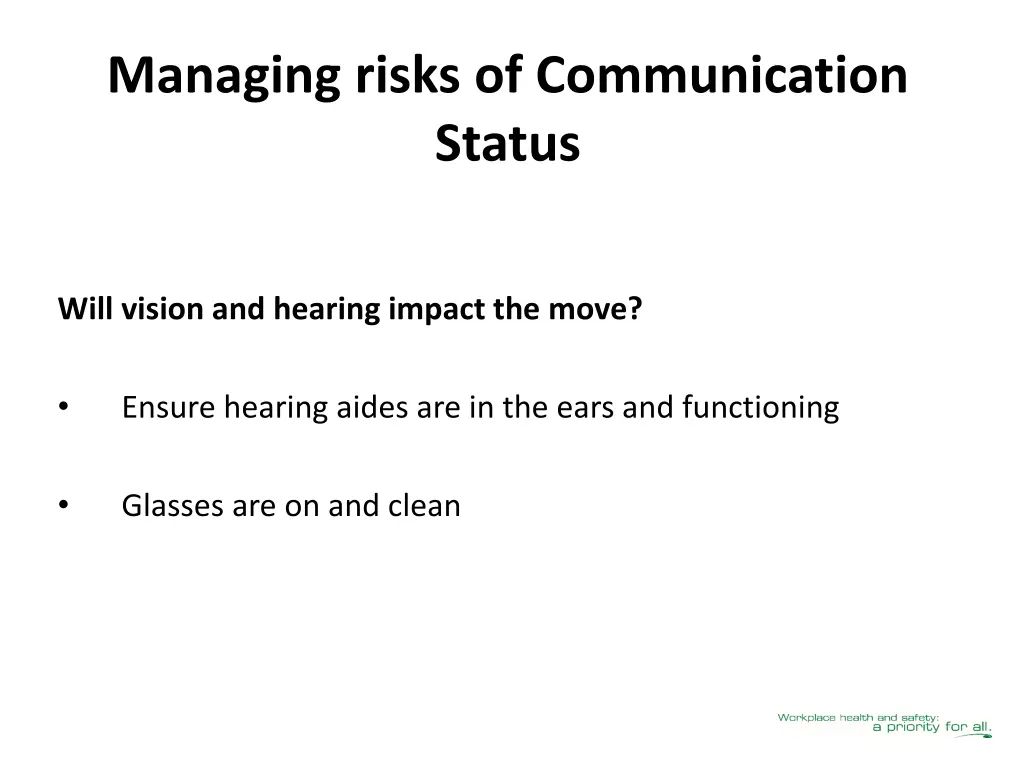 managing risks of communication status 1