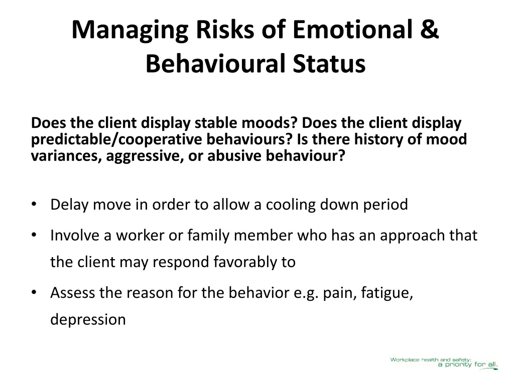 managing risks of emotional behavioural status 1