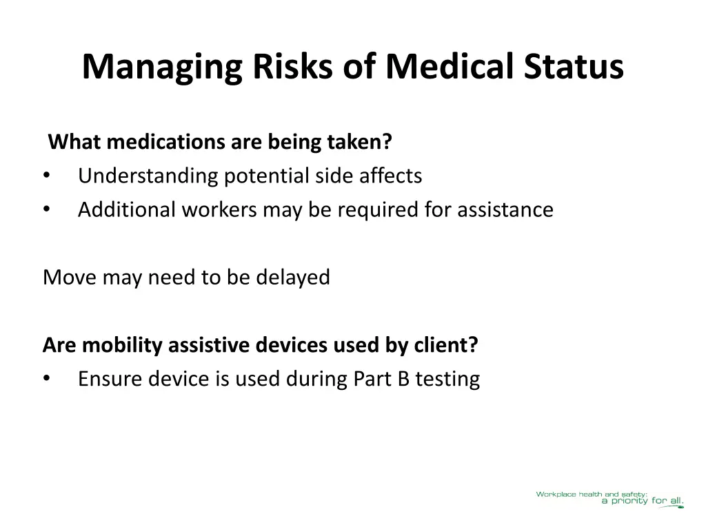 managing risks of medical status 2