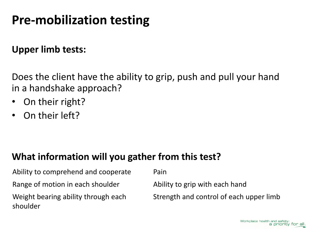 pre mobilization testing