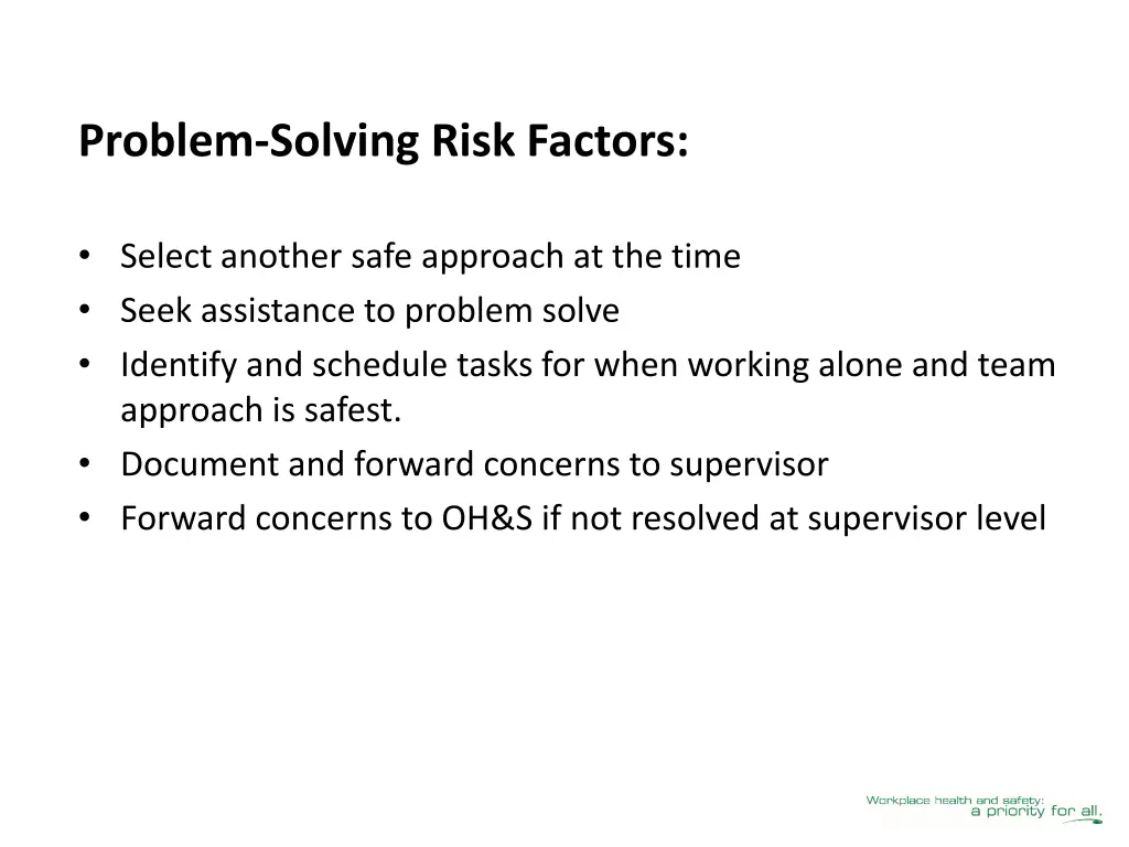 problem solving risk factors