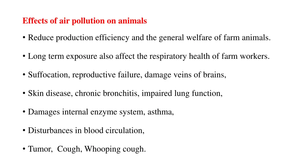 effects of air pollution on animals