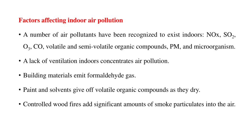 factors affecting indoor air pollution