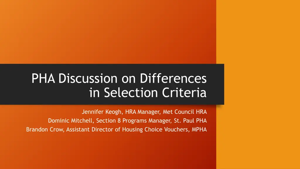 pha discussion on differences in selection