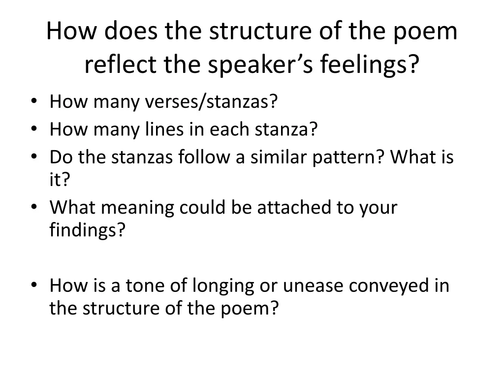 how does the structure of the poem reflect