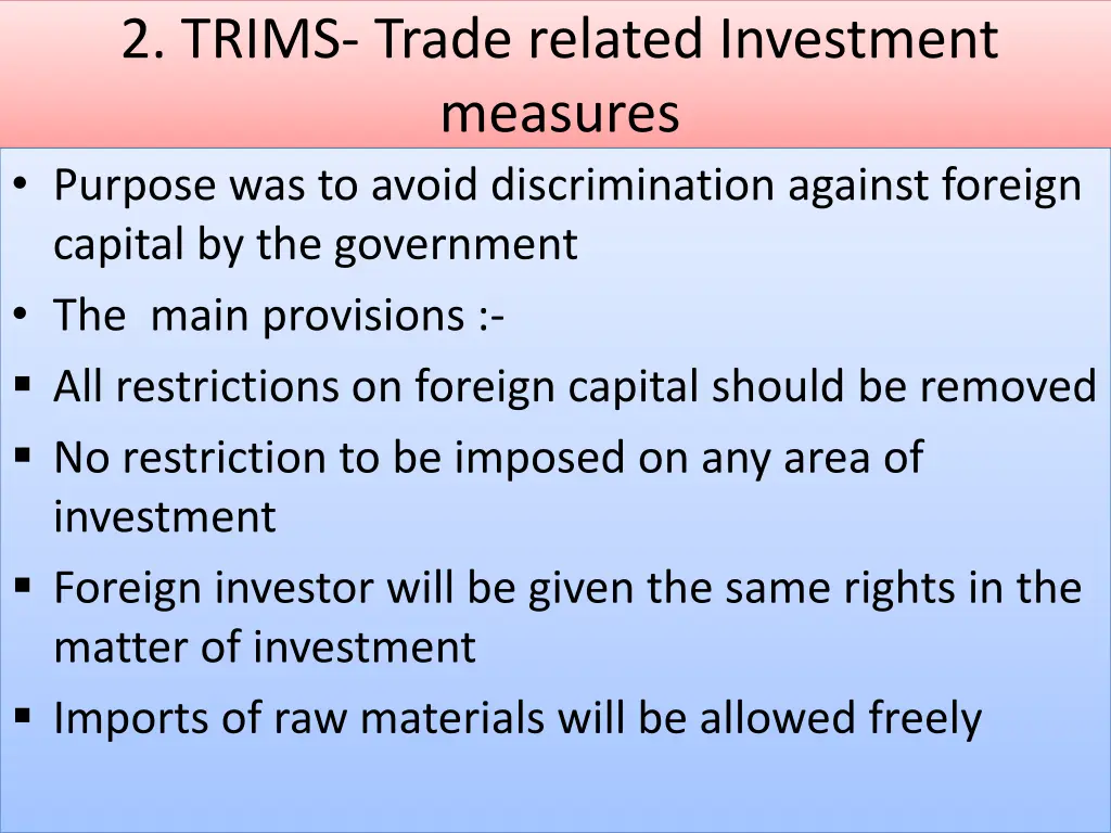 2 trims trade related investment measures purpose