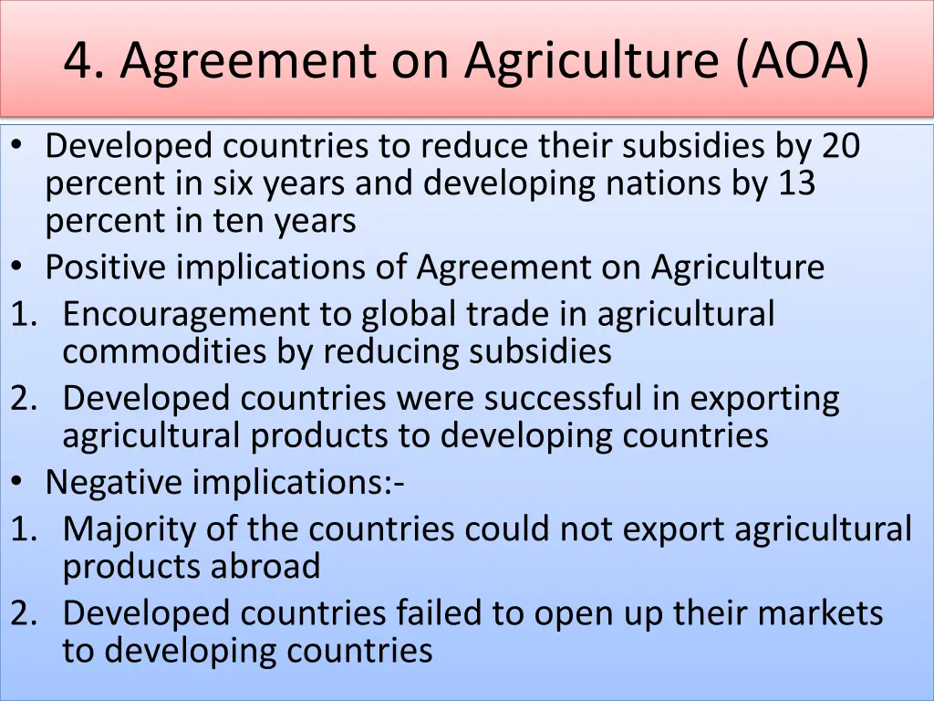 4 agreement on agriculture aoa