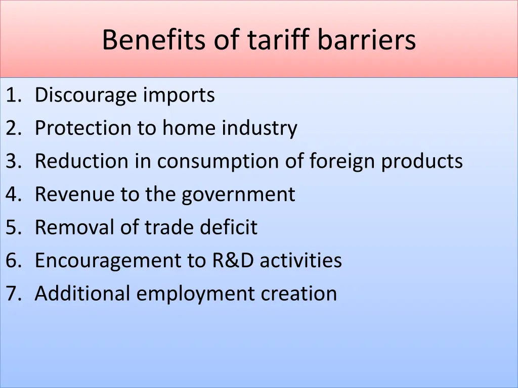 benefits of tariff barriers