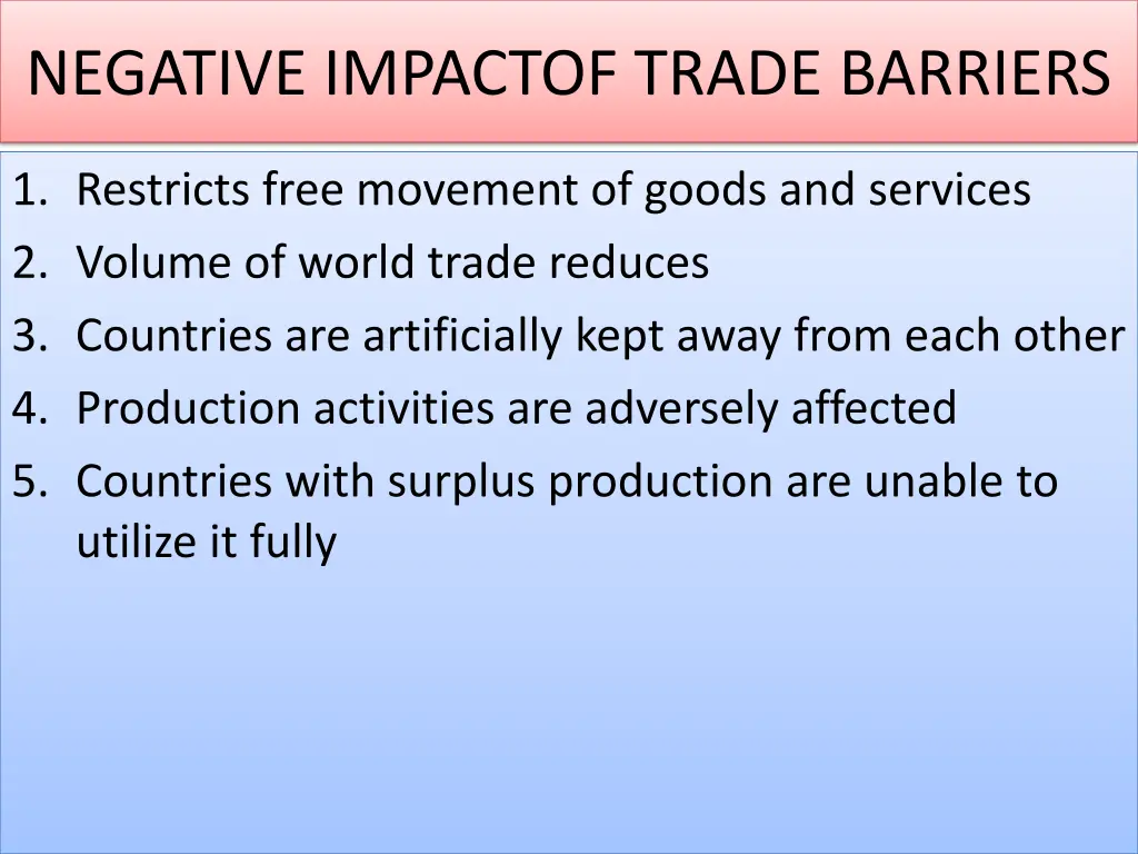 negative impactof trade barriers