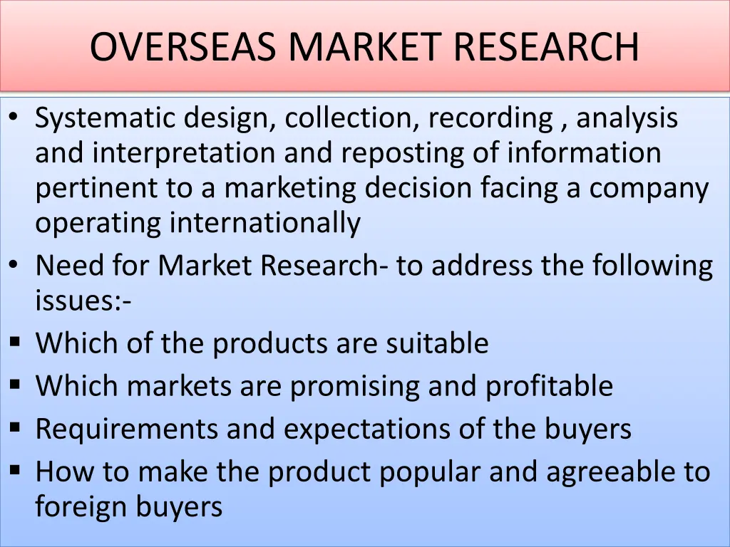 overseas market research