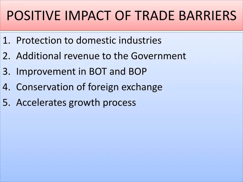 positive impact of trade barriers