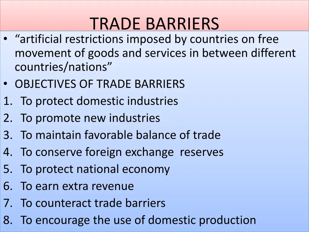 trade barriers