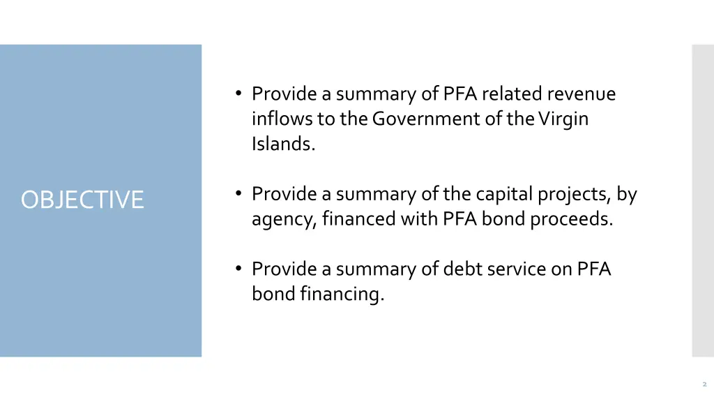 provide a summary of pfa related revenue inflows