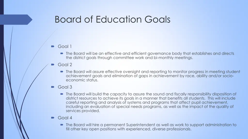 board of education goals