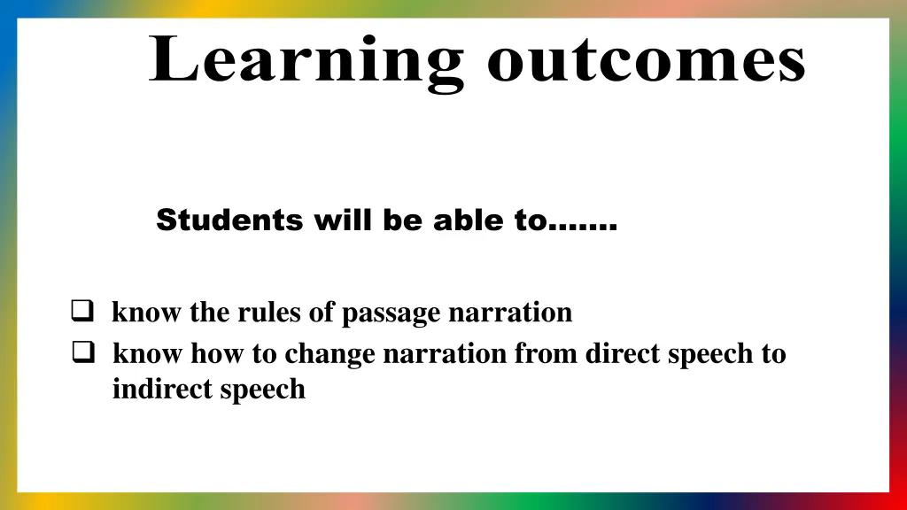 learning outcomes