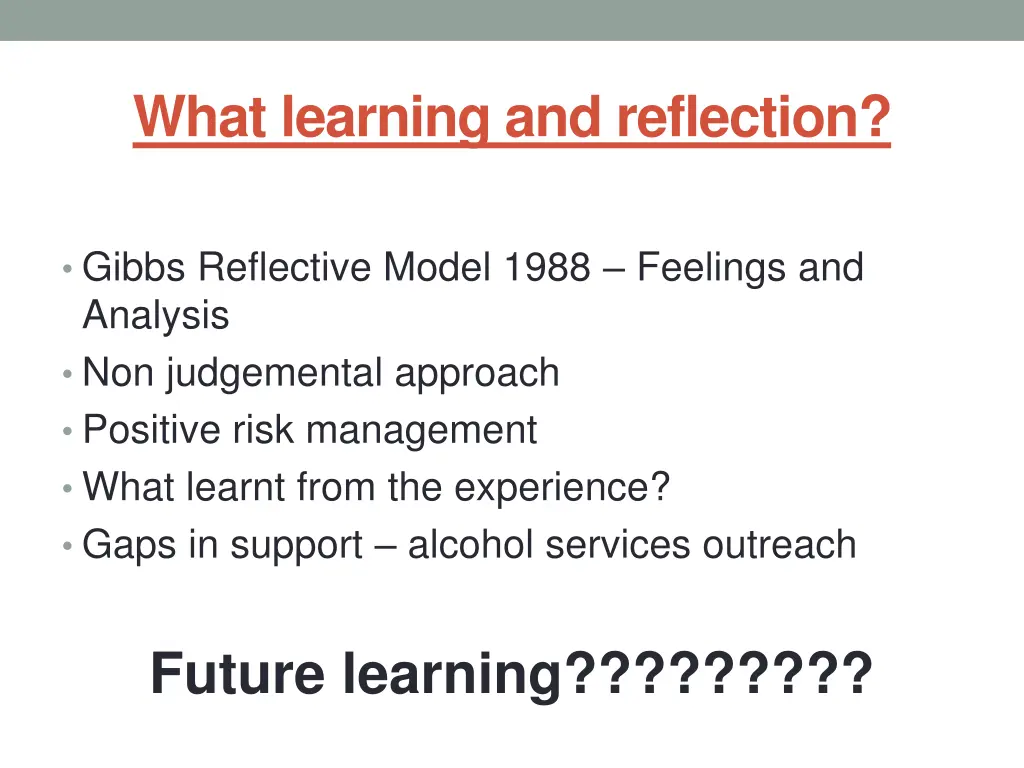 what learning and reflection