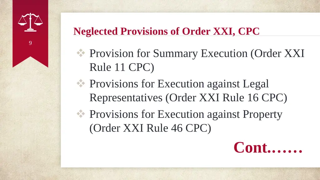 neglected provisions of order xxi cpc