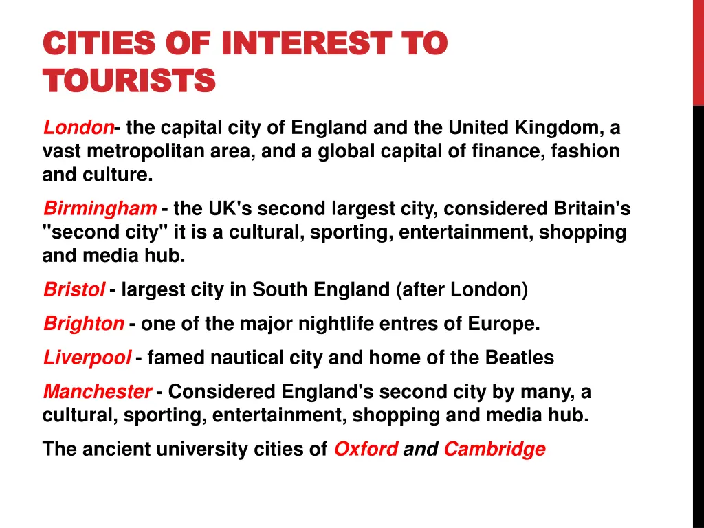 cities of interest to cities of interest