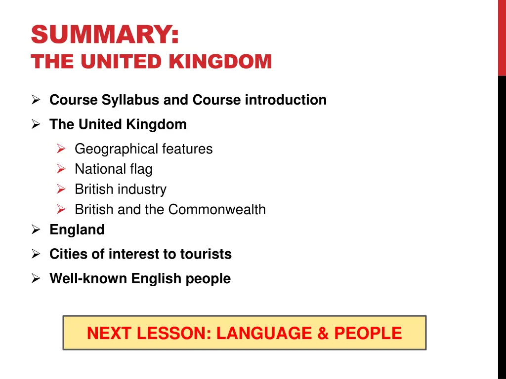 summary the united kingdom