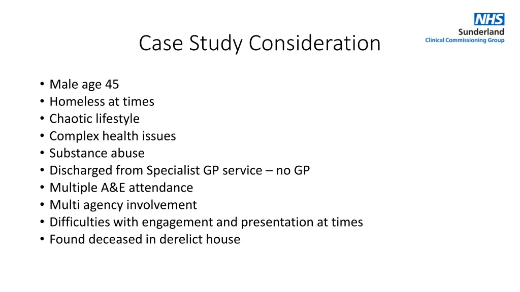 case study consideration