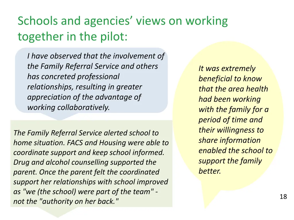 schools and agencies views on working together