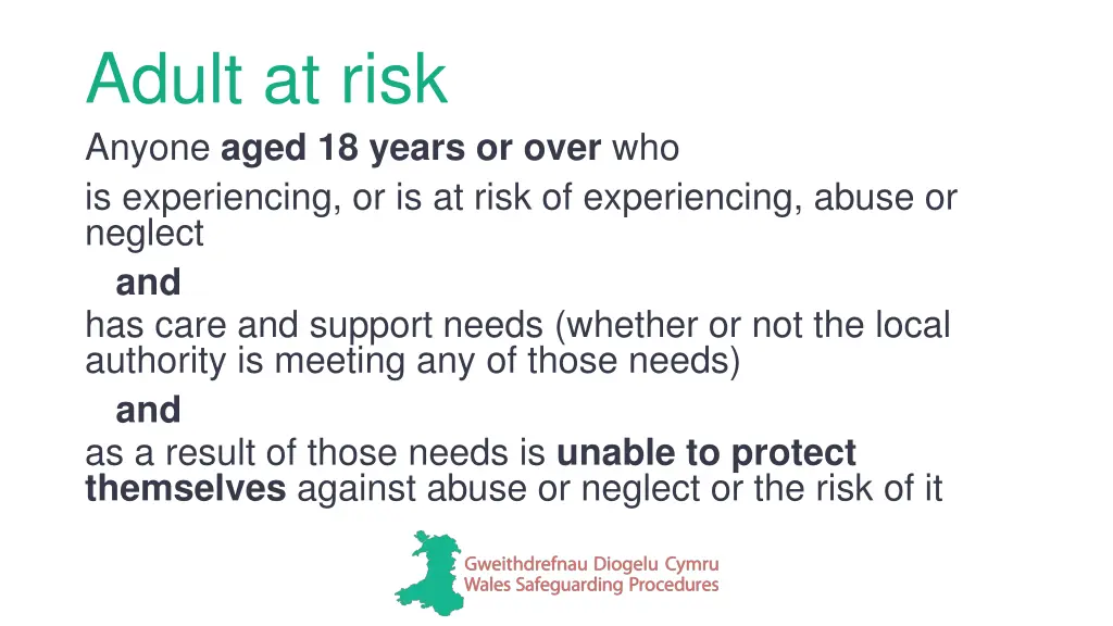 adult at risk anyone aged 18 years or over