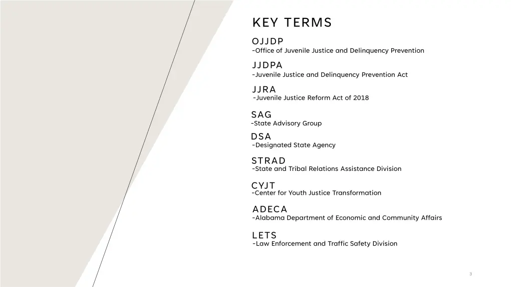 key terms ojjdp office of juvenile justice