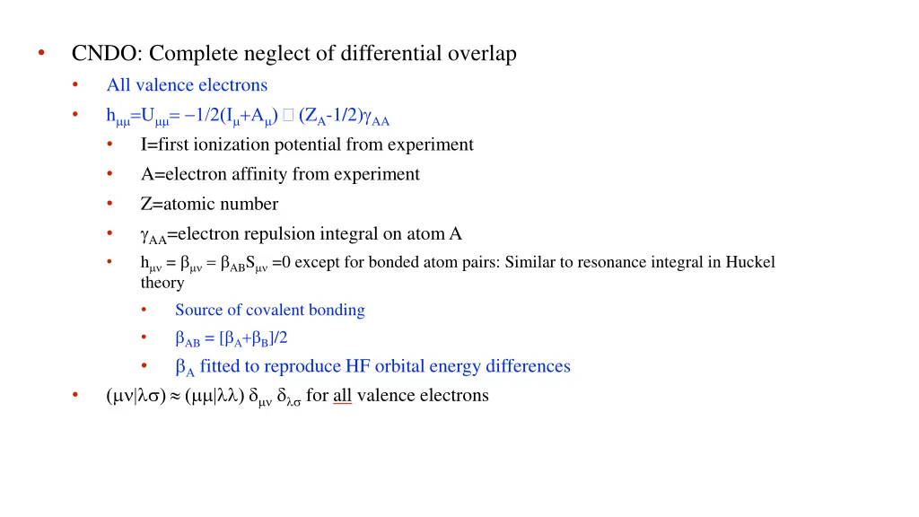 cndo complete neglect of differential overlap