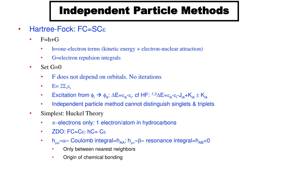 independent particle methods independent particle