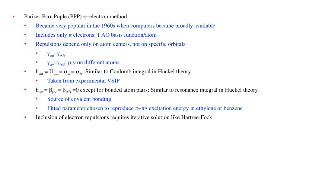 pariser parr pople ppp electron method became