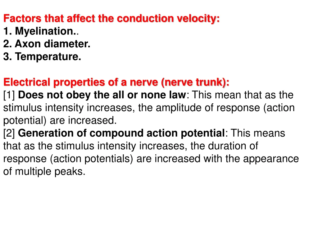 factors that affect the conduction velocity