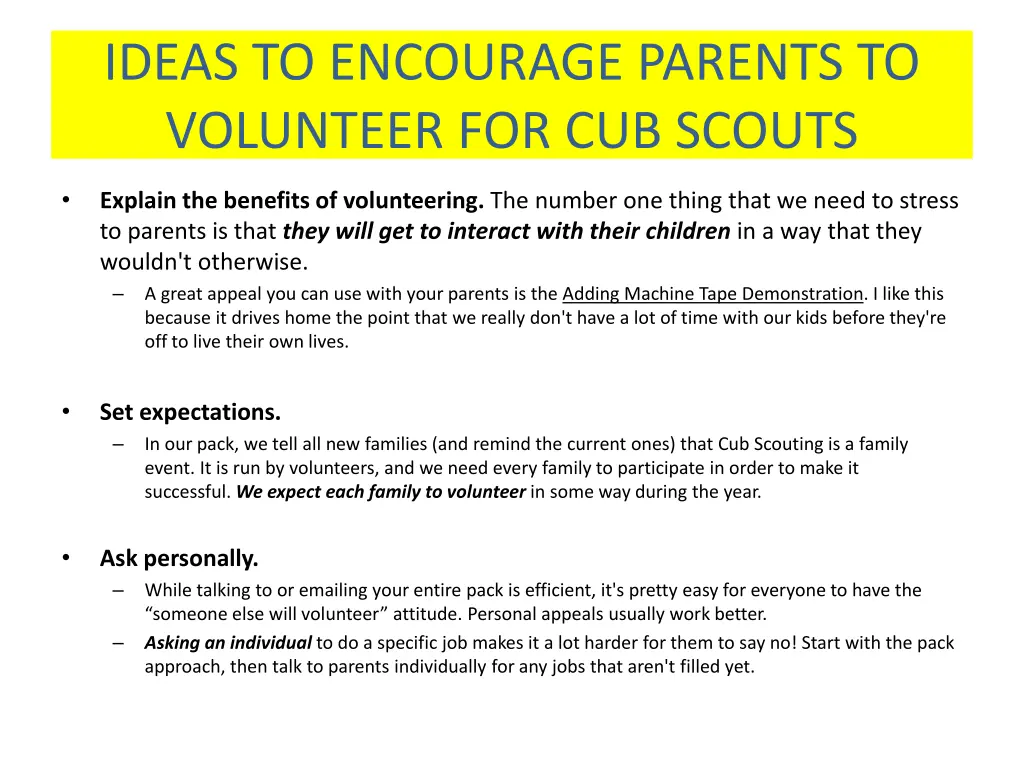 ideas to encourage parents to volunteer