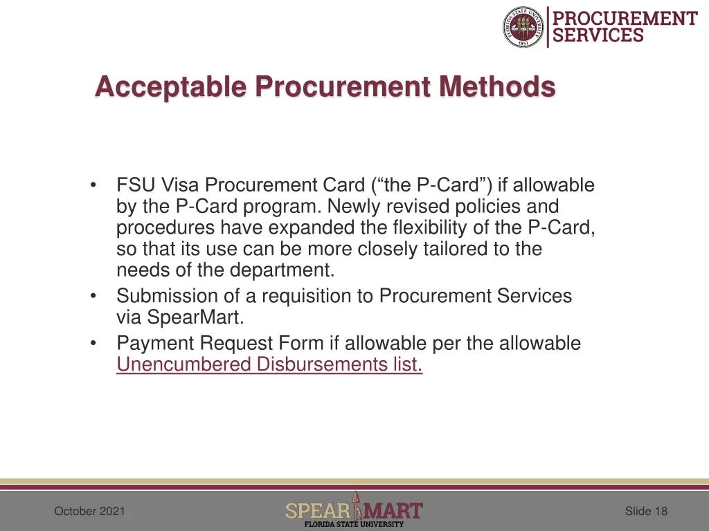 acceptable procurement methods